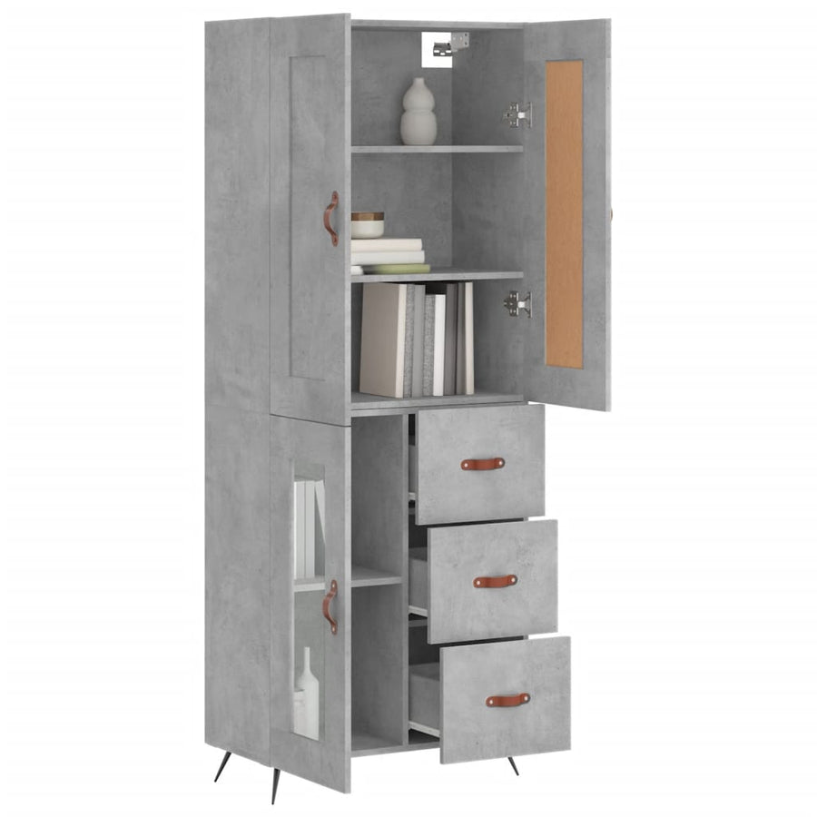Hoge Kast 69,5X34X180 Cm Bewerkt Hout Betongrijs