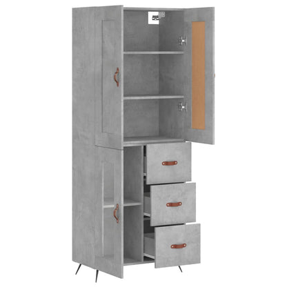 Hoge Kast 69,5X34X180 Cm Bewerkt Hout Betongrijs