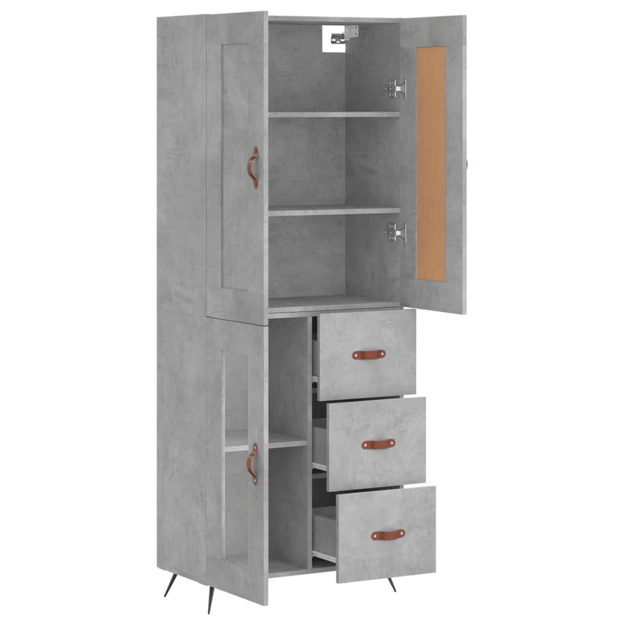Hoge Kast 69,5X34X180 Cm Bewerkt Hout Betongrijs