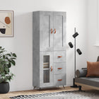 Hoge kast 69,5x34x180 cm bewerkt hout betongrijs