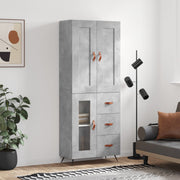 Hoge kast 69,5x34x180 cm bewerkt hout betongrijs