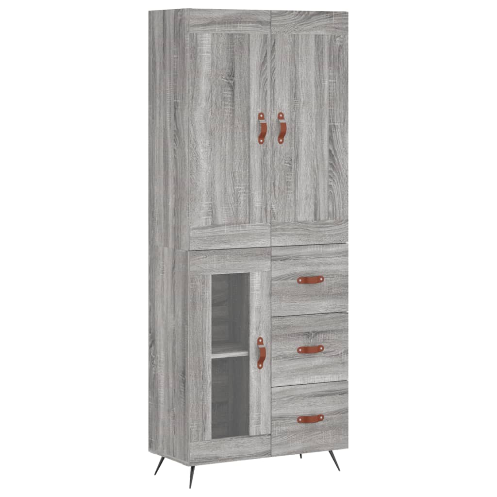 Hoge Kast 69,5X34X180 Cm Bewerkt Hout Grijs Sonoma Eikenkleurig