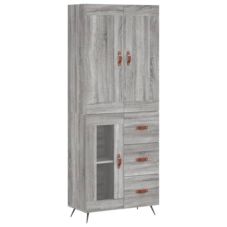 Hoge Kast 69,5X34X180 Cm Bewerkt Hout Grijs Sonoma Eikenkleurig