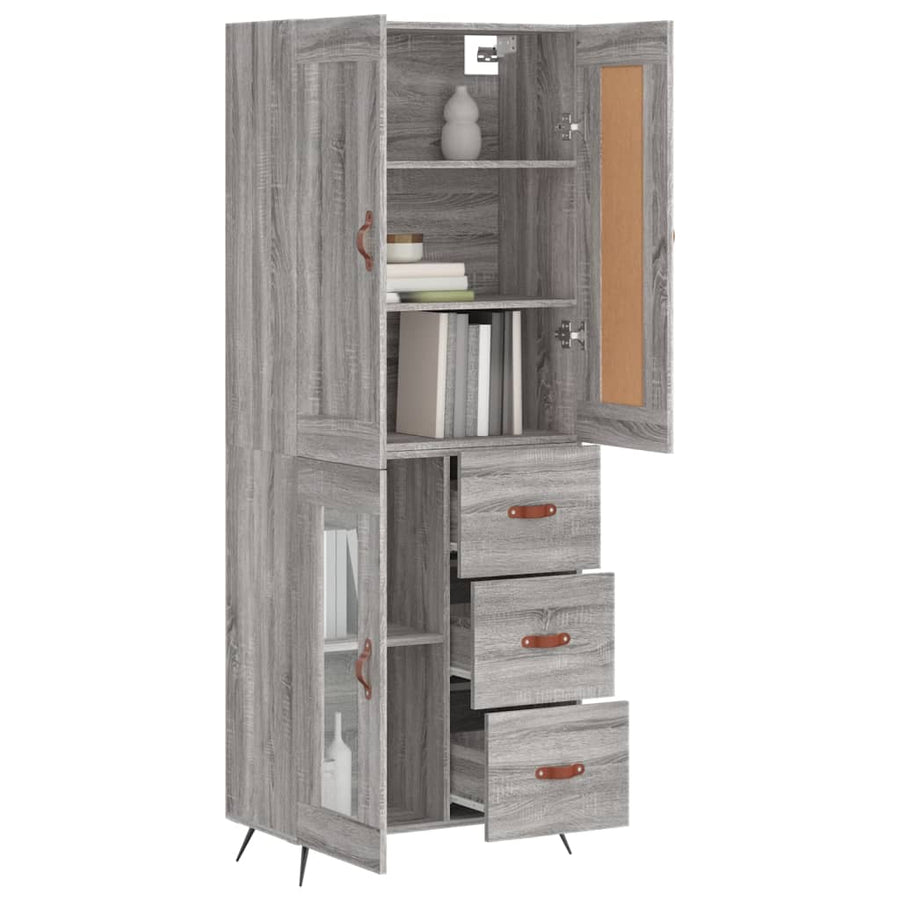 Hoge Kast 69,5X34X180 Cm Bewerkt Hout Grijs Sonoma Eikenkleurig