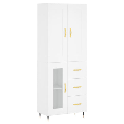 Hoge kast 69,5x34x180 cm bewerkt hout wit
