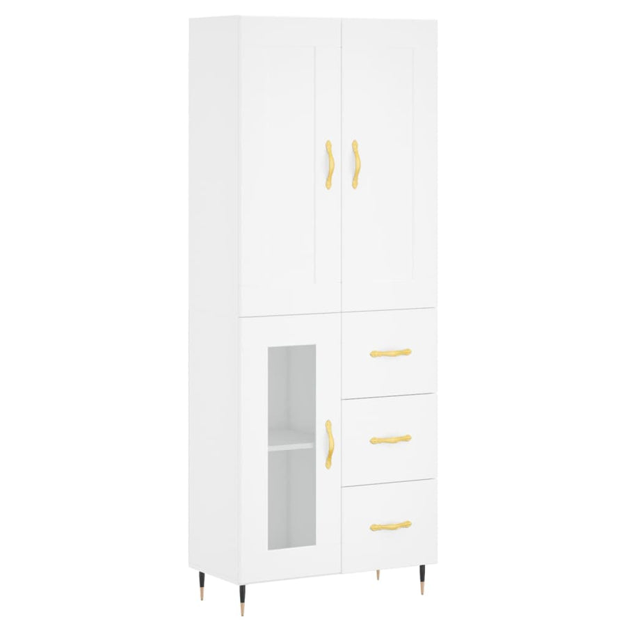 Hoge kast 69,5x34x180 cm bewerkt hout wit