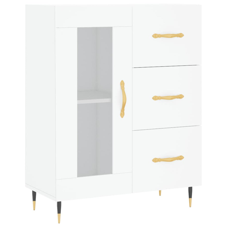 Hoge kast 69,5x34x180 cm bewerkt hout wit