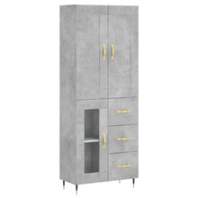 Hoge kast 69,5x34x180 cm bewerkt hout betongrijs
