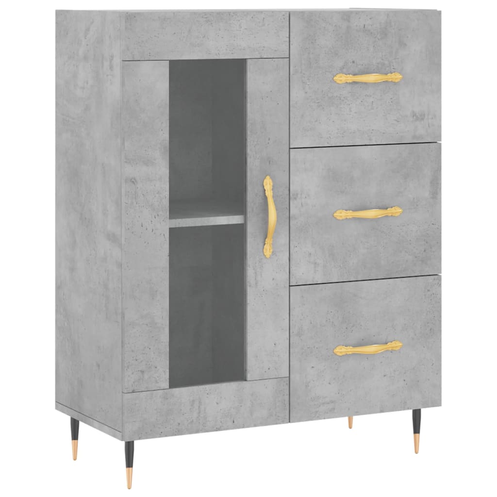 Hoge kast 69,5x34x180 cm bewerkt hout betongrijs