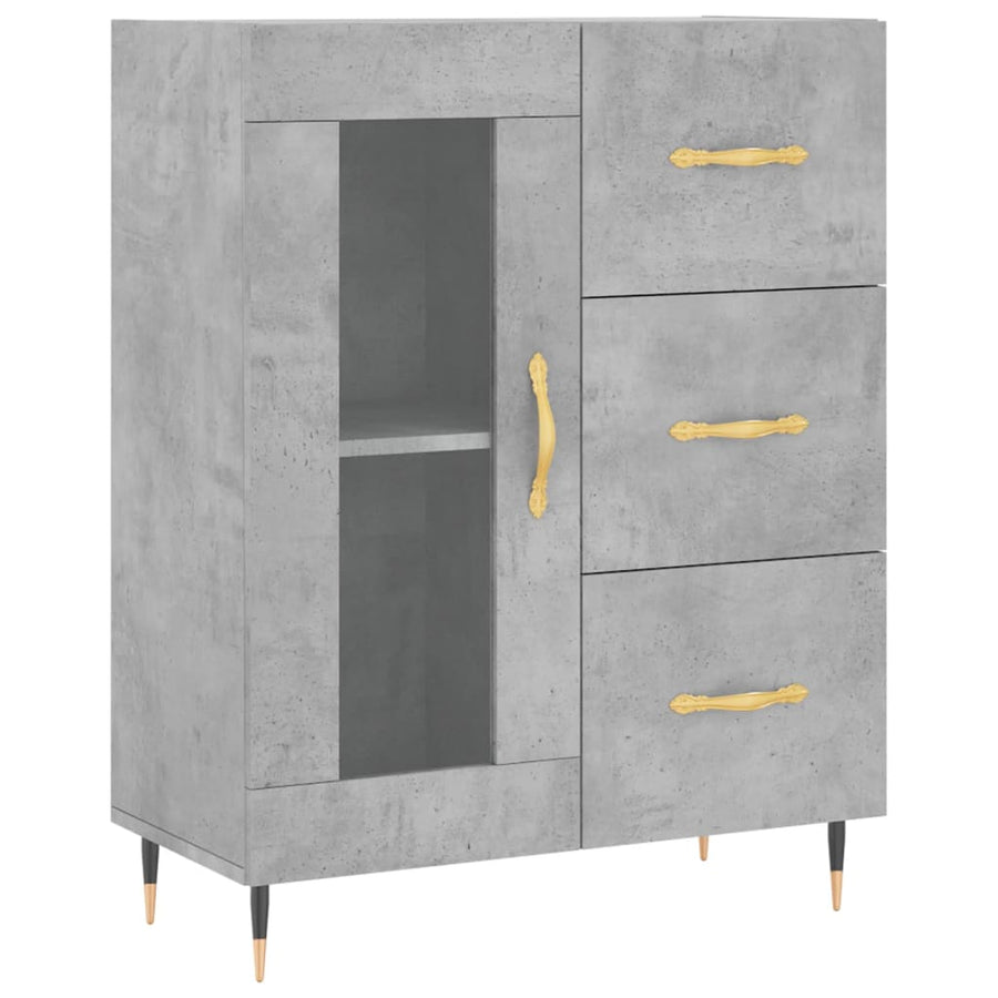 Hoge kast 69,5x34x180 cm bewerkt hout betongrijs