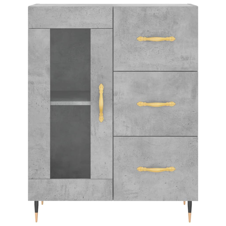 Hoge kast 69,5x34x180 cm bewerkt hout betongrijs