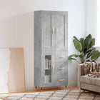 Hoge kast 69,5x34x180 cm bewerkt hout betongrijs