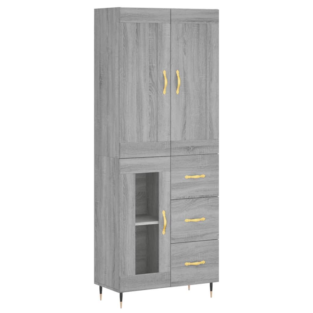 Hoge Kast 69,5X34X180 Cm Bewerkt Hout Grijs Sonoma Eikenkleurig