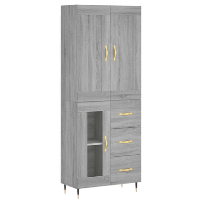 Hoge Kast 69,5X34X180 Cm Bewerkt Hout Grijs Sonoma Eikenkleurig