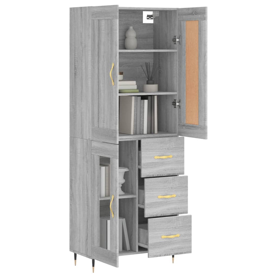 Hoge Kast 69,5X34X180 Cm Bewerkt Hout Grijs Sonoma Eikenkleurig