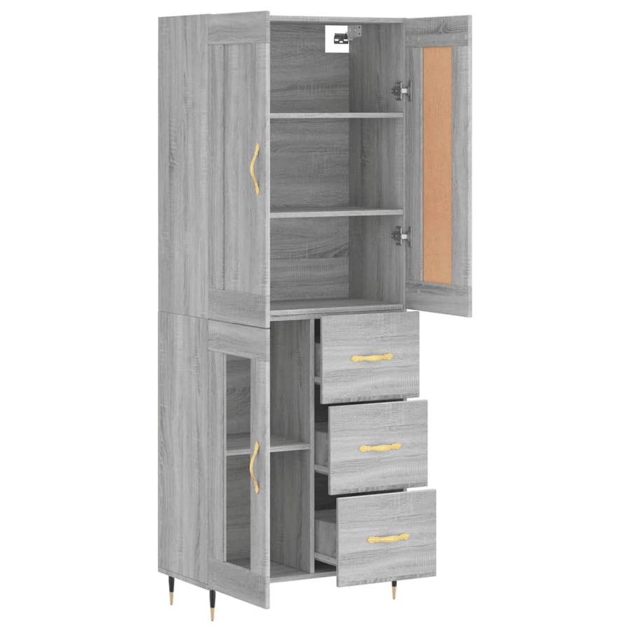 Hoge Kast 69,5X34X180 Cm Bewerkt Hout Grijs Sonoma Eikenkleurig