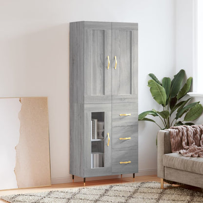 Hoge Kast 69,5X34X180 Cm Bewerkt Hout Grijs Sonoma Eikenkleurig