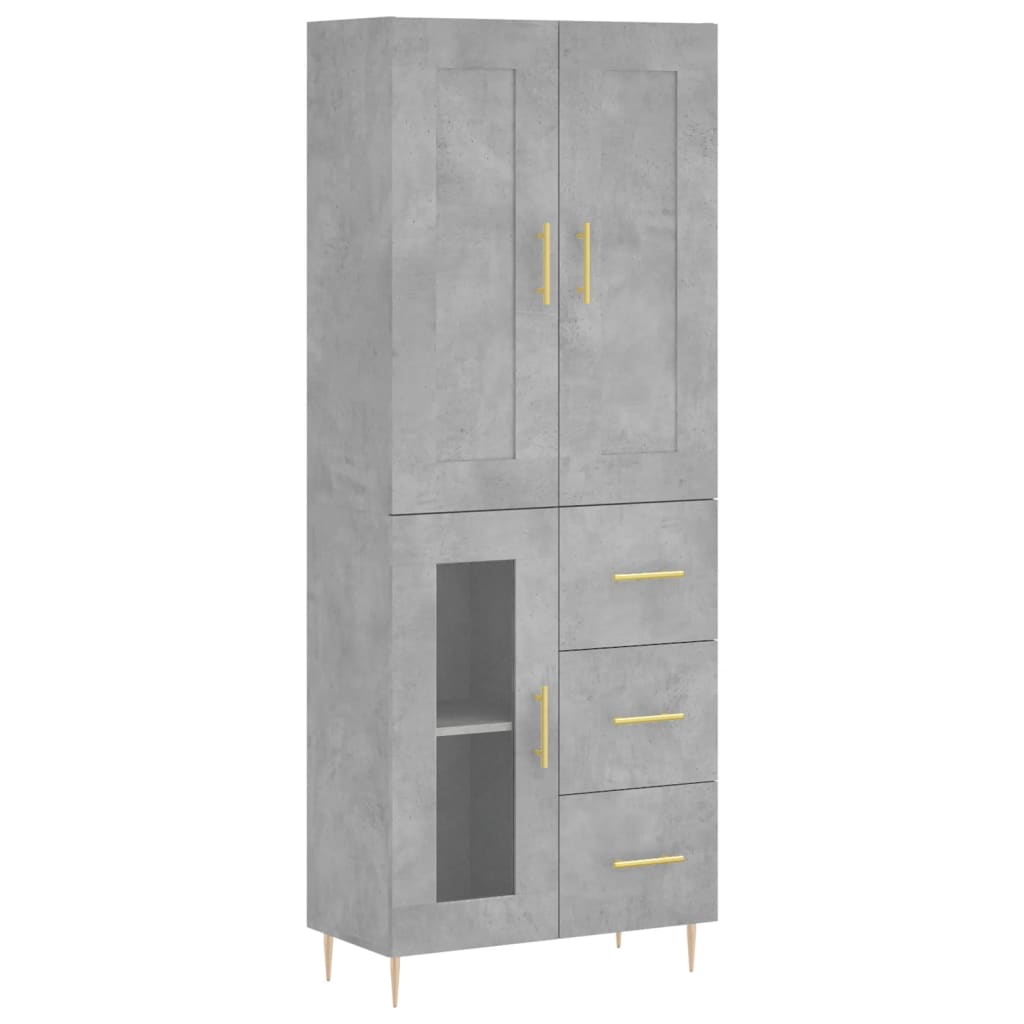 Hoge Kast 69,5X34X180 Cm Bewerkt Hout Betongrijs