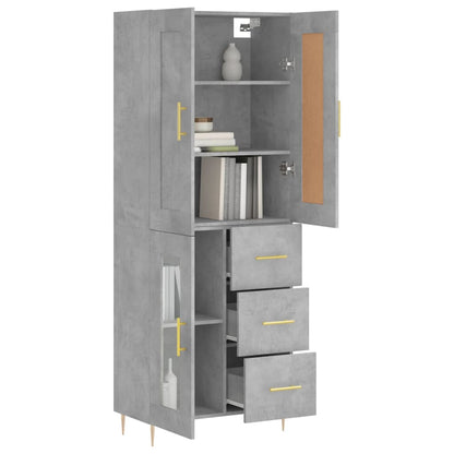 Hoge Kast 69,5X34X180 Cm Bewerkt Hout Betongrijs