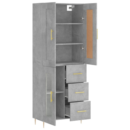Hoge Kast 69,5X34X180 Cm Bewerkt Hout Betongrijs