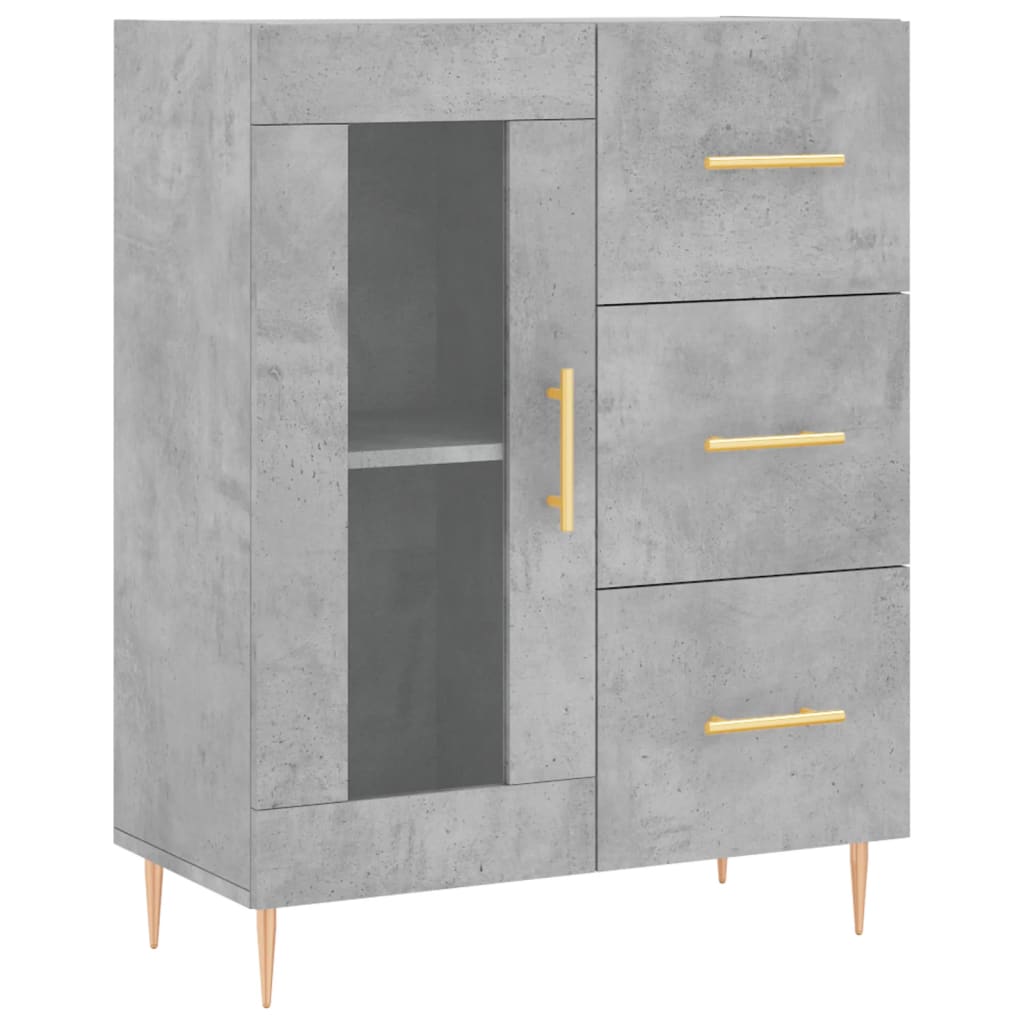 Hoge Kast 69,5X34X180 Cm Bewerkt Hout Betongrijs