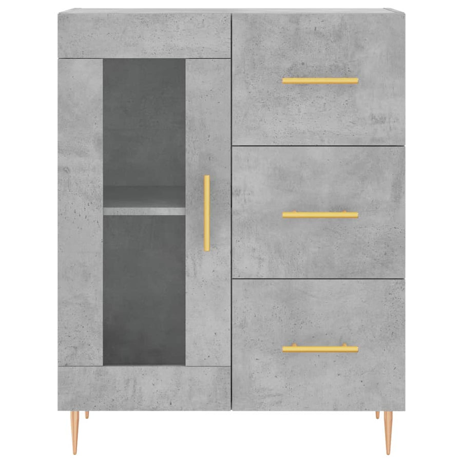 Hoge Kast 69,5X34X180 Cm Bewerkt Hout Betongrijs