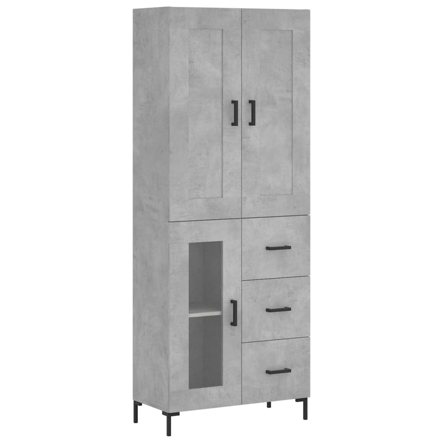 Hoge Kast 69,5X34X180 Cm Bewerkt Hout Betongrijs