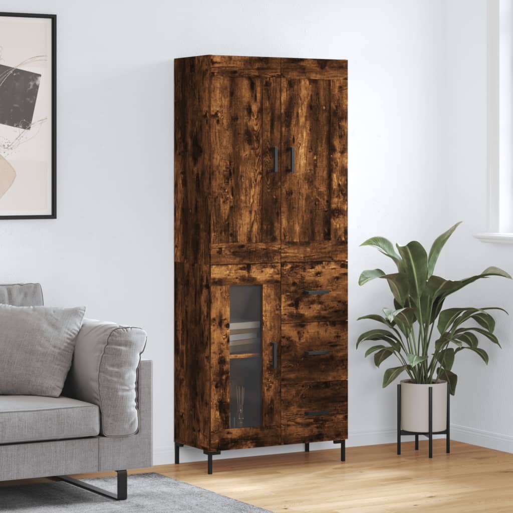 Hoge Kast 69,5X34X180 Cm Bewerkt Hout Kleurig 1
