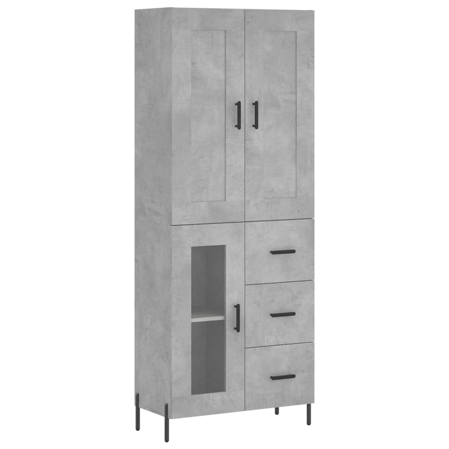 Hoge Kast 69,5X34X180 Cm Bewerkt Hout Betongrijs