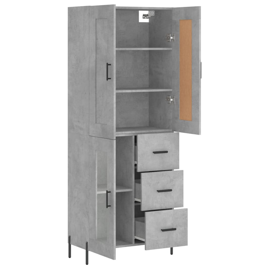 Hoge Kast 69,5X34X180 Cm Bewerkt Hout Betongrijs