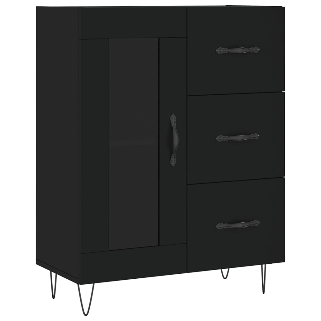 Hoge kast 69,5x34x180 cm bewerkt hout zwart