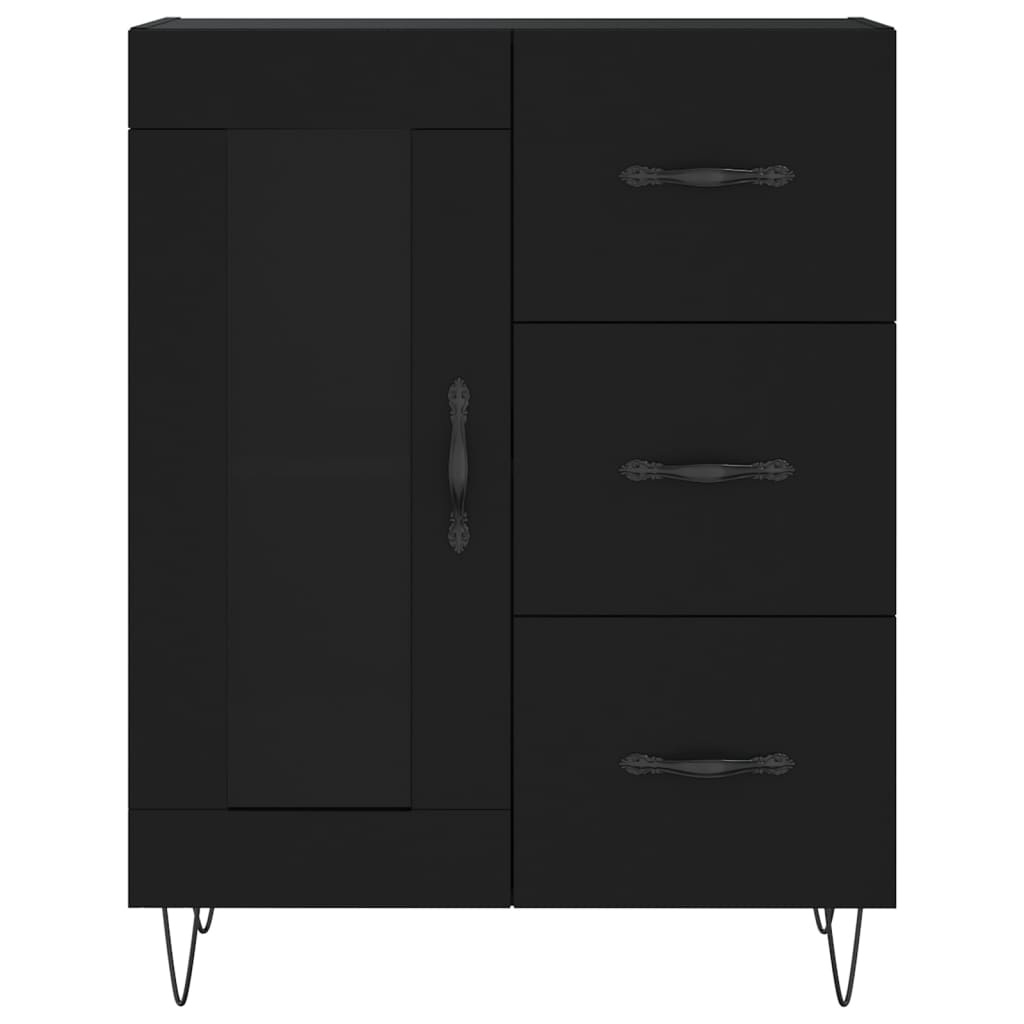 Hoge kast 69,5x34x180 cm bewerkt hout zwart