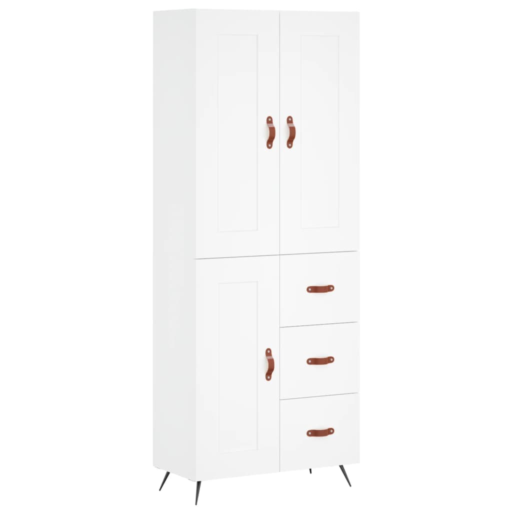 Hoge Kast 69,5X34X180 Cm Bewerkt Hout Wit
