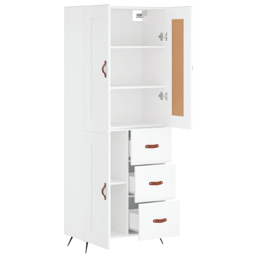 Hoge Kast 69,5X34X180 Cm Bewerkt Hout Wit