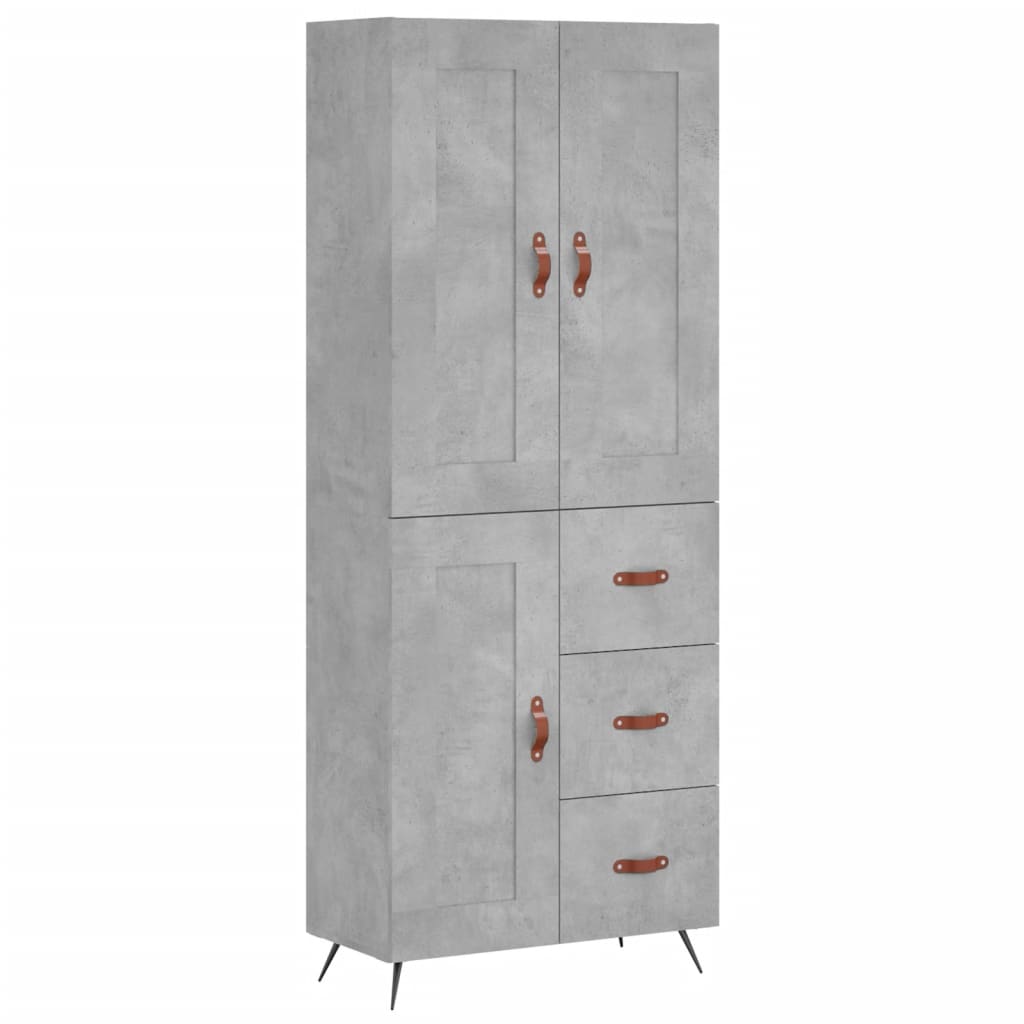 Hoge Kast 69,5X34X180 Cm Bewerkt Hout Betongrijs
