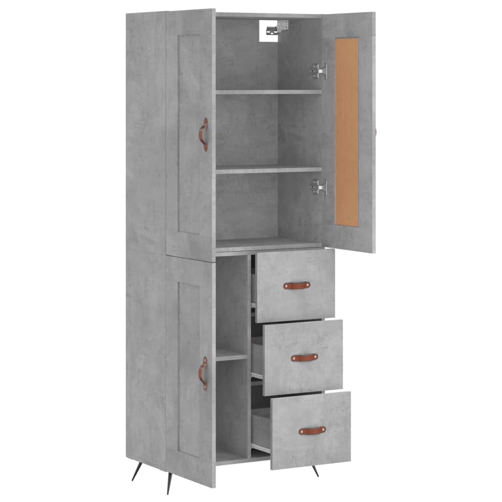 Hoge Kast 69,5X34X180 Cm Bewerkt Hout Betongrijs