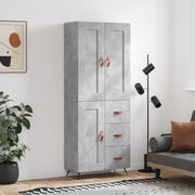 Tall cabinet 69.5x34x180 cm treated wood concrete grey