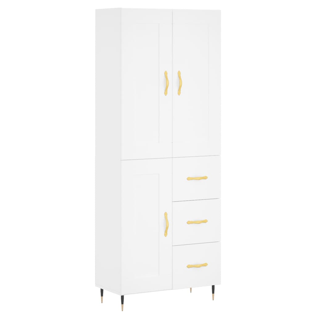 Hoge kast 69,5x34x180 cm bewerkt hout wit