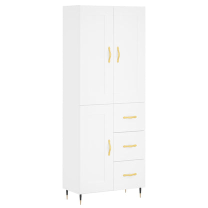 Hoge kast 69,5x34x180 cm bewerkt hout wit