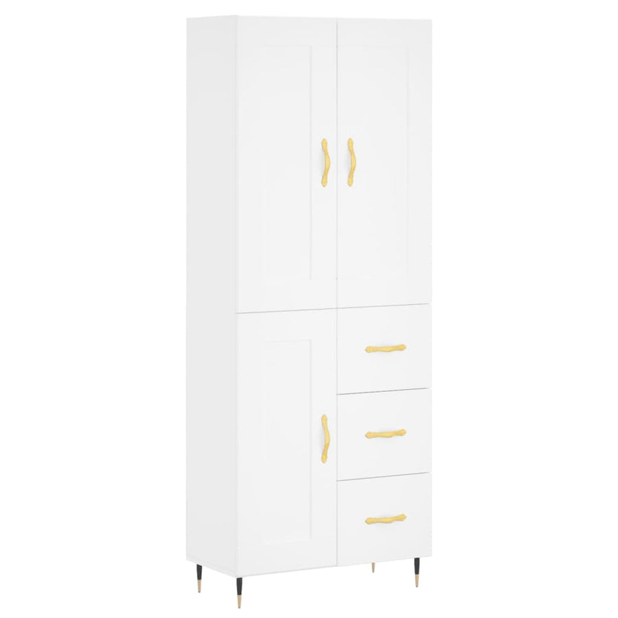 Hoge kast 69,5x34x180 cm bewerkt hout wit