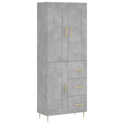 Hoge Kast 69,5X34X180 Cm Bewerkt Hout Betongrijs