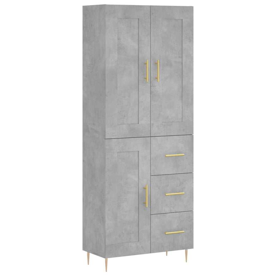 Hoge Kast 69,5X34X180 Cm Bewerkt Hout Betongrijs
