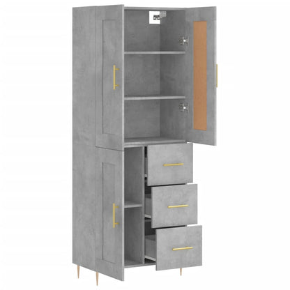 Hoge Kast 69,5X34X180 Cm Bewerkt Hout Betongrijs