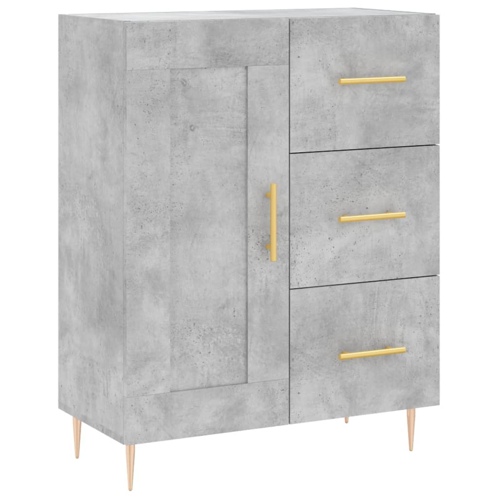 Hoge Kast 69,5X34X180 Cm Bewerkt Hout Betongrijs