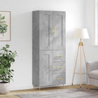 Tall cabinet 69.5x34x180 cm treated wood concrete grey