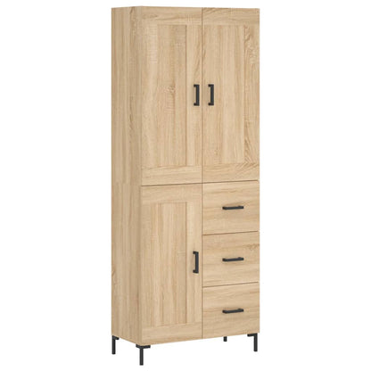 Hoge Kast 69,5X34X80 Cm Bewerkt Hout Kleurig Sonoma eiken 1 houten deur 3 lades