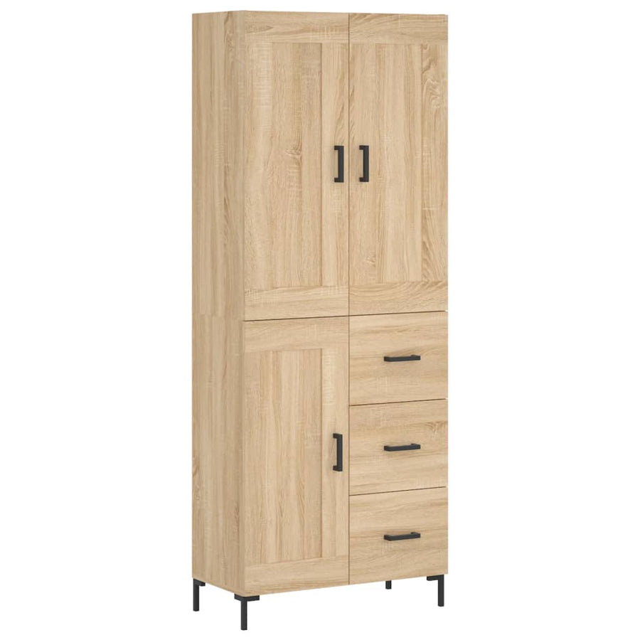 Hoge Kast 69,5X34X80 Cm Bewerkt Hout Kleurig Sonoma eiken 1 houten deur 3 lades