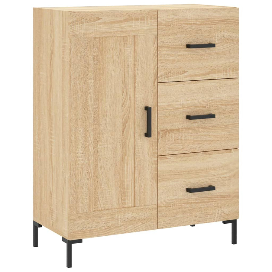 Hoge Kast 69,5X34X80 Cm Bewerkt Hout Kleurig Sonoma eiken 1 houten deur 3 lades