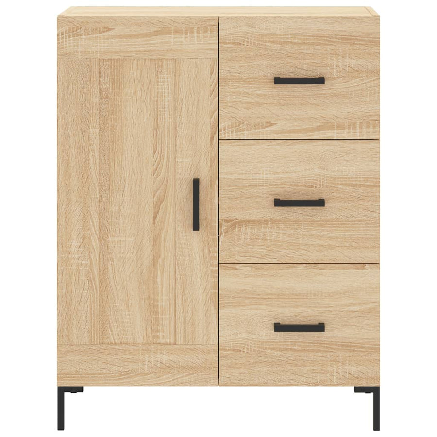 Hoge Kast 69,5X34X80 Cm Bewerkt Hout Kleurig Sonoma eiken 1 houten deur 3 lades