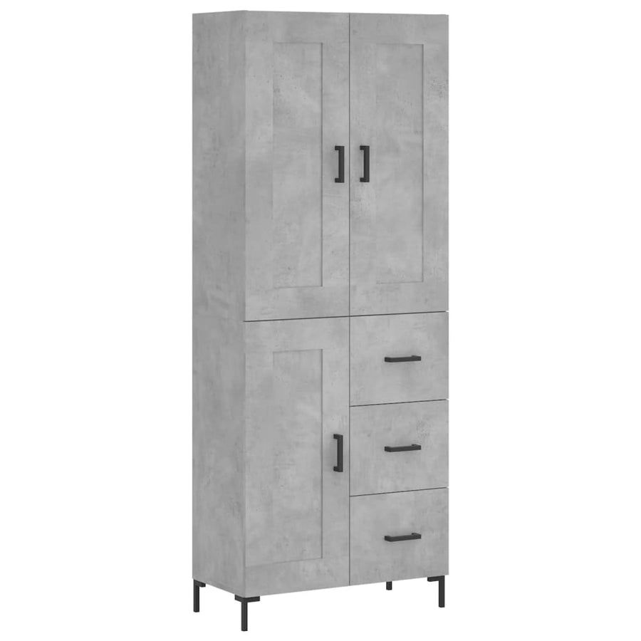 Hoge Kast 69,5X34X180 Cm Bewerkt Hout Betongrijs